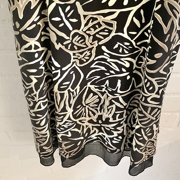 Vintage Y2K Babydoll Mini dress Black/tan/cream Floral print Empire waist 10 - Picture 8 of 8